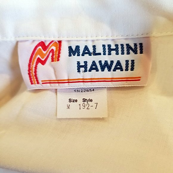 Vintage 70s Malihini Hawaii Hawaiian Shirt M Mens Button Up Surf Sail Aloha Camp - Picture 9 of 10